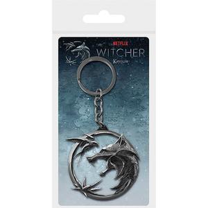 616the002-children-s-3d-metal-key-ring-pyramid-the-witcher-swallow-and-star-silver-one-size